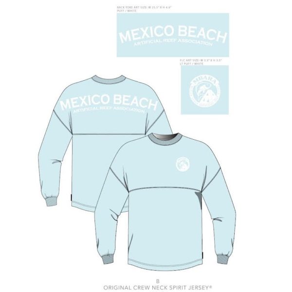 Mexico Beach Artificial Reef Association original crew neck spirit jersey pool blue color